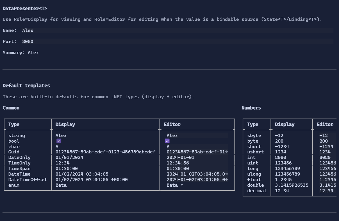 Data templates