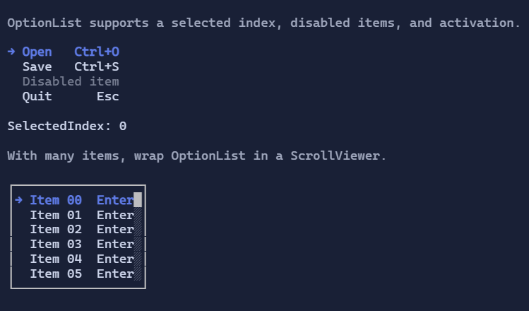 OptionList