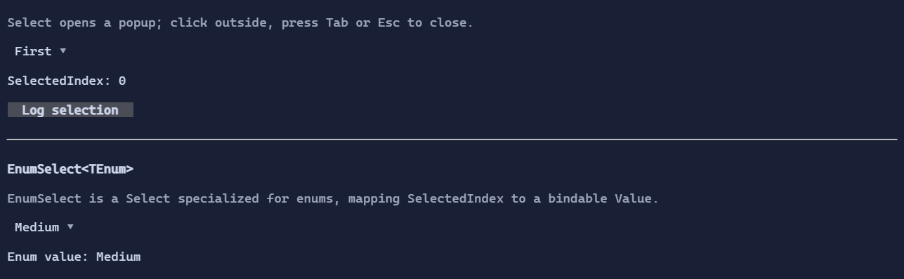 Select / Dropdown